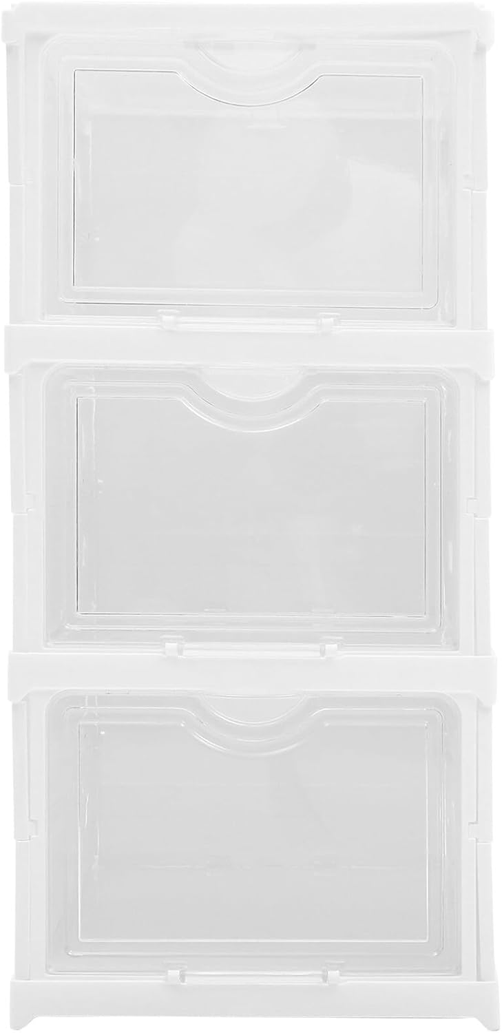 Stackable Shoe Storage Boxes with Lids 3-layer Shoe Organizer Drawer for Home Closet Storage