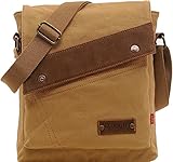 AIBAG Messenger Bag, Vintage Small Canvas Shoulder Crossbody Purse (Khaki)