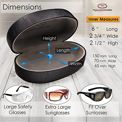 Image of MyEyeglassCase - Large Sunglasses Case - Glasses Holder with Pouch & Cloth - Eyeglass Hard shell Medium - Extra Large frames