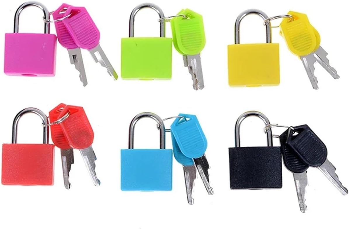 6 Colors Small Mini Strong Steel Padlock Travel Tiny Suitcase Lock with 2 Keys 1Pcs(5)