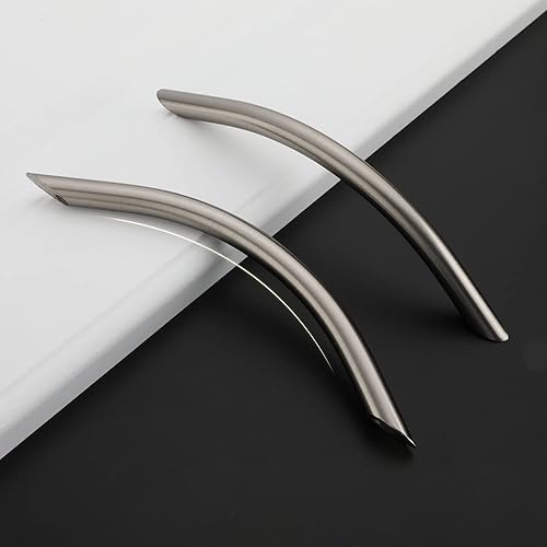 Miniatura 4 de homdiy Paquete de 25 tiradores de gabinete de 5 pulgadas con arco de níquel cepillado para gabinetes de cocina, herrajes sólidos para gabinetes de