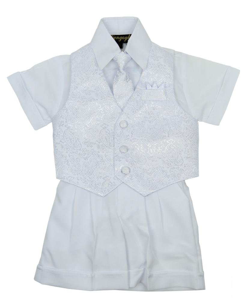 Vangogh Baby Boy Christening Baptism Infant Vest Set with Short Pant White Size 24M
