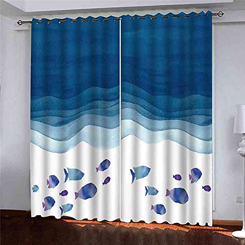Rideaux occultants anti lumiere et bruit motif ocean bleu enfant