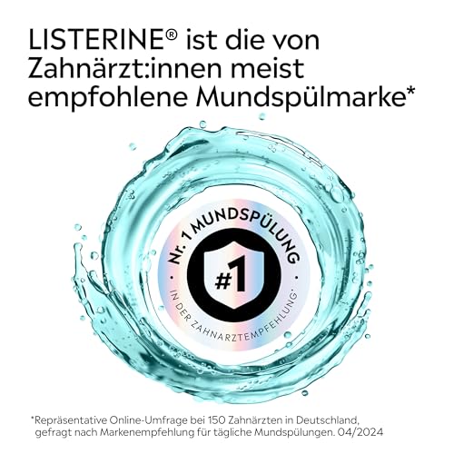LISTERINE Cool Mint Mild 500 ml, antibakterielle Mundspülung mit ätherischen Ölen und ohne Alkohol, mildes Mundwasser bekämpft wirksam Bakterien, optimale Ergänzung zur täglichen Zahnpflege