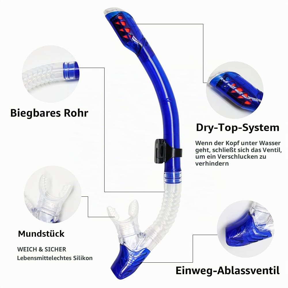 Optisches Diving Gear Set für Kurzsichtigkeit Schnorchel, unterschiedliche Stärke für jedes Auge, Tauchmaske, Top Dry Kurzsichtigkeit