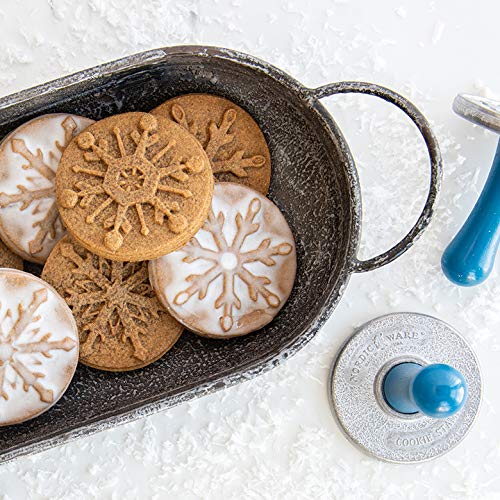 Nordic Ware 1275 Disney Frozen 2 Falling Snowflake Cast Cookie Stamps, Set of 3, Silver with Blue Handles 3