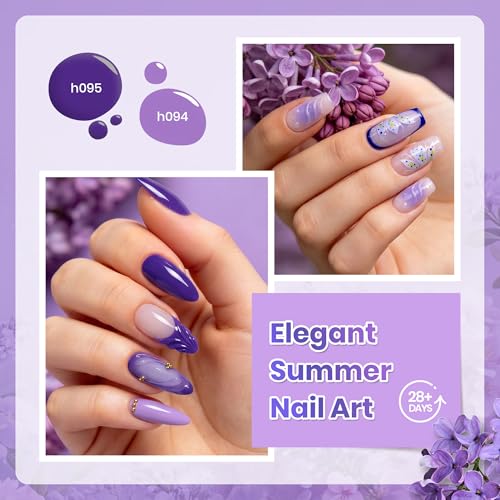 Image of Beetles Purple Gel Polish Set - Lalic Reverie Collection, Purple Blue Summer Colors Gel Trendy Colors Soak Off LED Nail Gel Manicure Kit for DIY at Home Salon | 6 purple and blue gel colors for trendy fall manicures and nail art; soak off and cure with a UV /LED lamp.
