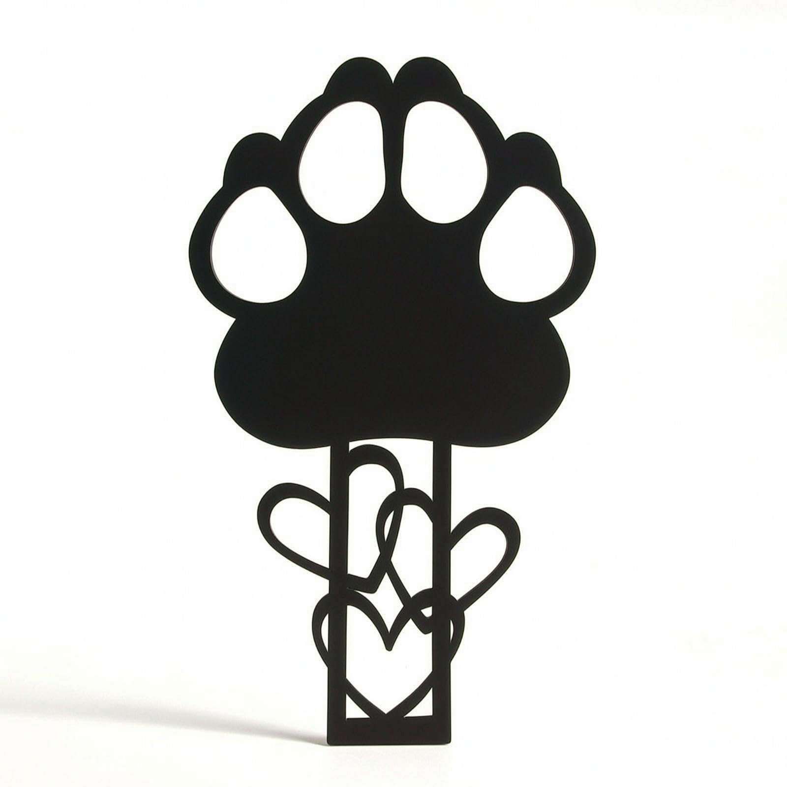 CALANDIS Pet Memorial Stake Metal Garden Stake with Paw Print Dark Garden Ornament with Paw Print for Dog Lovers, Yard, Flower Bed, Grave-image-1