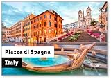 Aimant puissant à l'arrière Piazza Di Spagna à Rome, Italie. Marches espagnoles à Rome, Italie le matin. L\'une des places les plus célèbres de Rome, Italie. Architecture et monument de Rome. Design 2, aimant de réfrigérateur