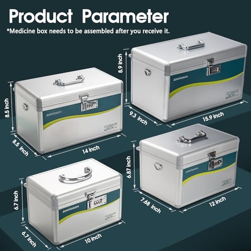 Image of Medication Combination Lock Box, Medicine Organizer Lockable Storage Boxes for Personal Items, First Aid Box Medical Box with Code Lock【Assembly Require】[14 * 8.5 * 8.5 inch] (Excluding Medicines)