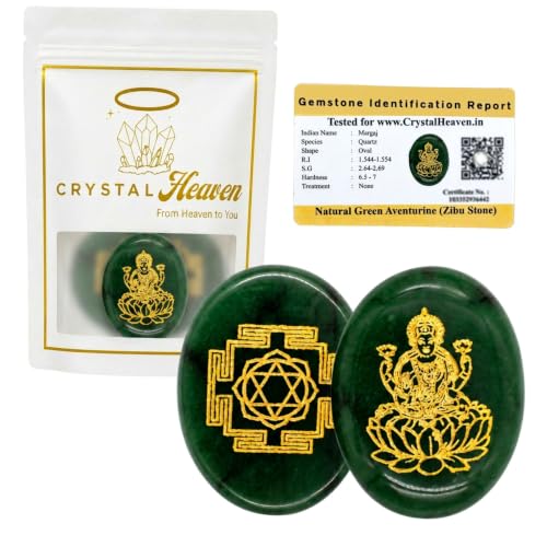 Image of Certified Green Aventurine Laxmi Shree Yantra Symbols Crystal for Money