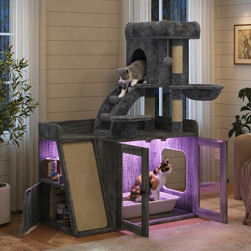 Árbol para gato 48" con caseta y rascador sisal gris miniatura 7