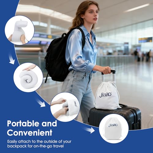 Image of jiaao Travel Pillow Memory Foam Neck Support, Advanced Memory Foam Neck Pillow for Airplanes, Cars & Trains