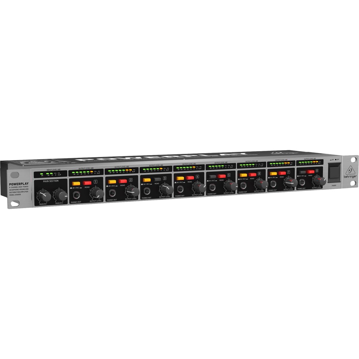 HA8000 V2 8-Channel High-Power Headphone Mixing and Distribution Amplifier | For Professional Stage and Studio Applications