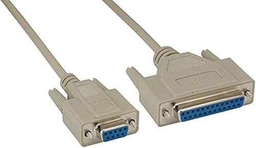 Cable de módem nulo DB9 hembra a DB25 de 10 pies