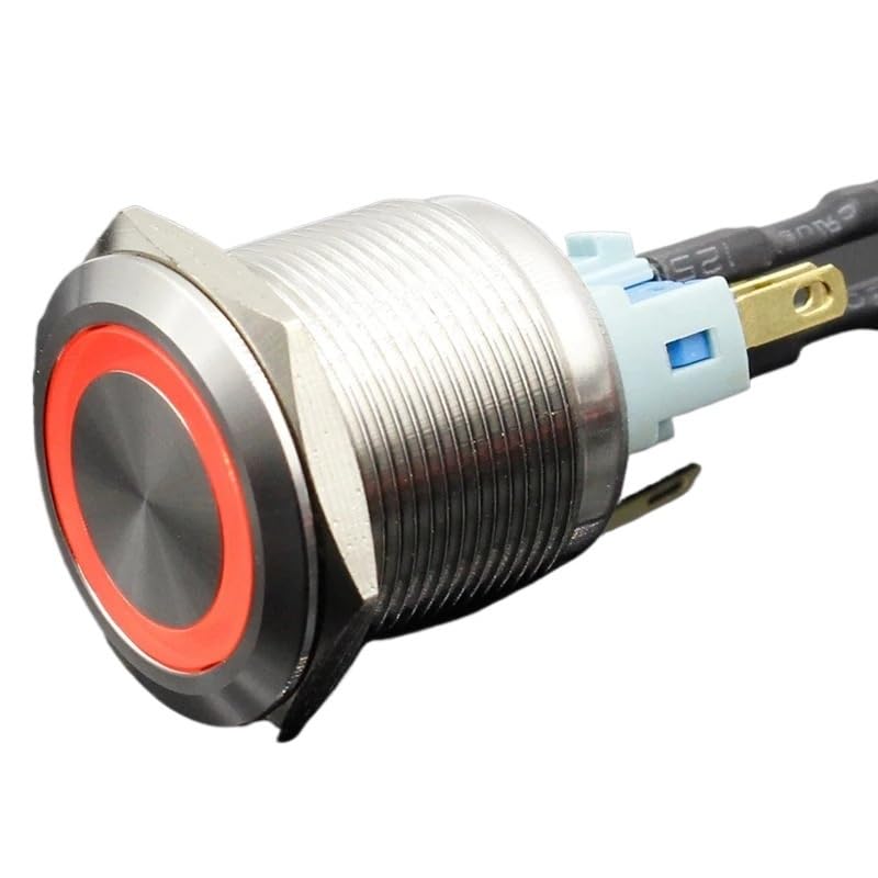 1pcs 5V 12V 24V 220V 22mm Power Button Switch(White,24V)