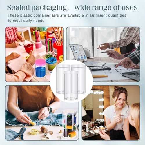 Image of Patelai 4 Pcs Plastic Jars Wide Mouth with Lids,32 Ounce,Clear