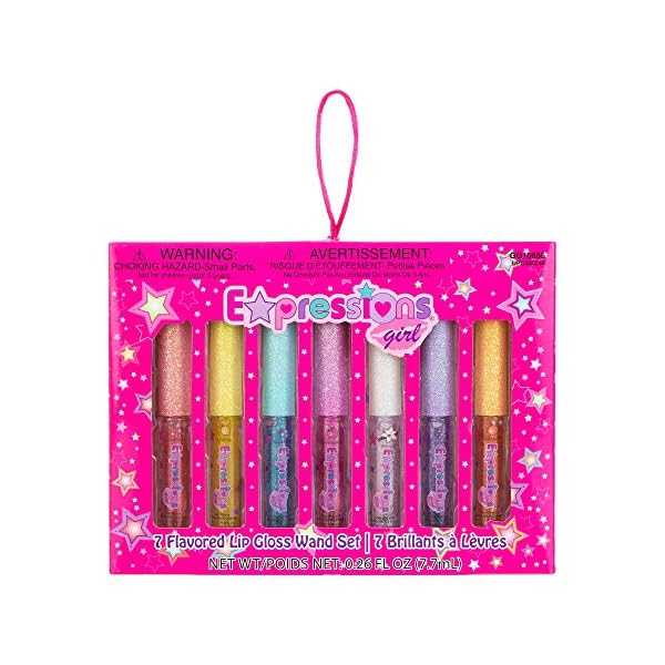 Expressions 7pc Fruity Flavored Lip Gloss Set - Lip Gloss in Assorted Fruity Flavors, Non Toxic Makeup for Kids & Teens