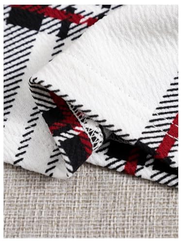 SHENHE Women's 2 Piece Outfits Off Shoulder Ribbed Long Sleeve Crop Top and Plaid Mini Skirt Set4