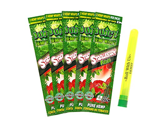 Juicy Hemp Wraps Strawberry Fields (5 Packs, 2 Wraps Per Pack) Includes American Rolling Club Tube (Juicy Jay's)