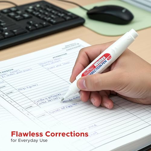Image of Soni Officemate Correction Pen 7ml| Pack of 10 | Instant Drying, Precise & Choke-Free | Transparent Cap & Easy Application | For Office, School & Home