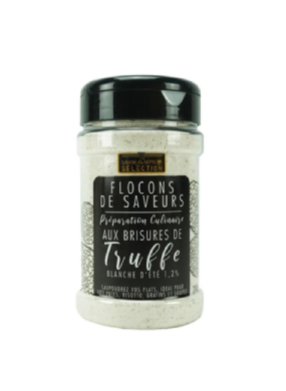 Préparation Culinaire Aromatisante aux Brisures de Truffe Blanche et Saupoudreur Aromatisée aux Cèpes 340g/Flacon (1 flacon, Saveur truffe)