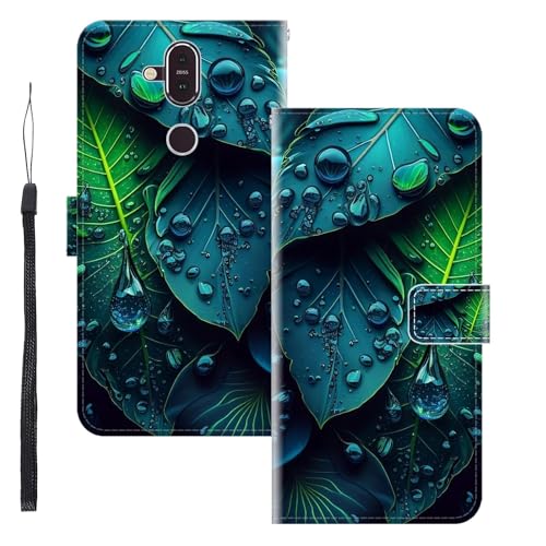 WUACYEAMING Funda para Nokia 8.1,con Soporte/Ranura de Tarjeta Cubierta Premium Magnético Suporte TPU Protectora Fundas PU Cuero Flip Multifuncional Hojas