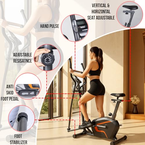 Image of Kobo Elliptical Cross Trainer for Home with 6 Kg Flywheel | Full Body Cardio Workout Machine | Adjustable Resistance | LCD Display | Max User Weight 130 Kg