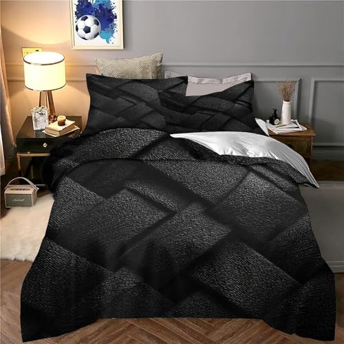 Parure de lit microfibre résistante motif tissé noir housse de couette 3D