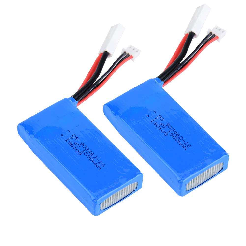 Batería de Litio de 7,4 V, 1500 MAh con Enchufe Pequeño para Barcos Modelo FT009 RC, 2 Piezas de Alto Rendimiento