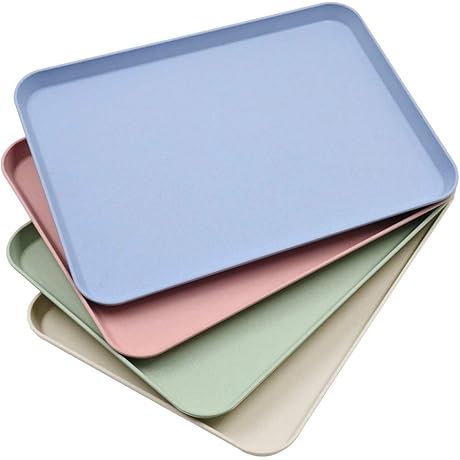4-Piece Vibrant Wheat Straw Kids Food Tray Set: Unbreakable Trays for Healthy and Fun Eating