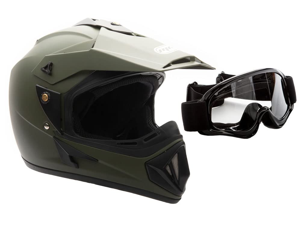 MMG Adult Motorcycle Off Road Helmet DOT - MX ATV Dirt Bike Motocross UTV - with Goggles