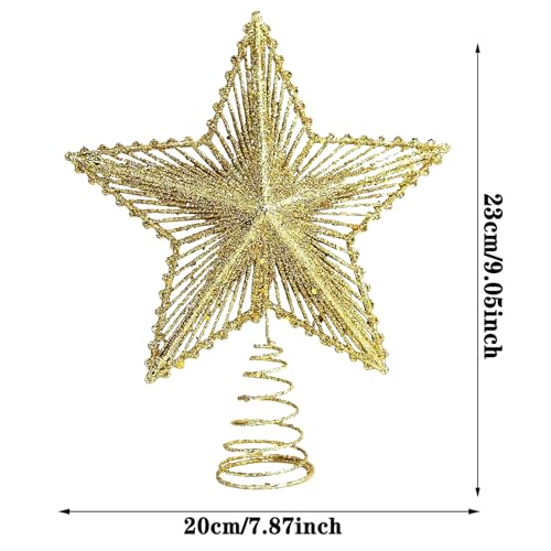 1 st christbaumspitze Stern, 20cm weihnachtsbaumspitze Gold Glitzer Metall, weihnachtsbaumspitzen für Weihnachtsbaum, Christmas Tree Topper