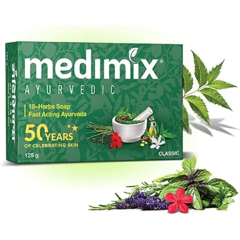 Medimix Herbal Handmade Ayurvedic18 Herb Soap for Healthy and Clear Skin, 125 Gram (Pack of 12) Cover