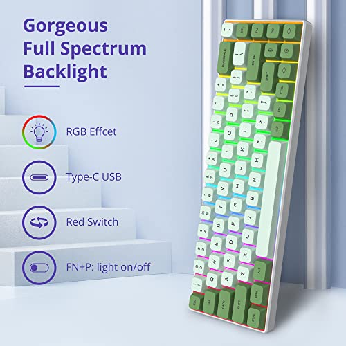 Image of Fogruaden 60% Mechanical Gaming Keyboard, 68 Keys, RGB Backlit, Compact 60 Percent Wired Keyboard for Win /Mac PC Gamer, Easy to Carry on Trip (68Matcha-RedSwitch-RGB)