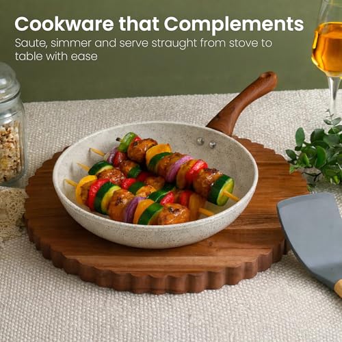 Image of Rioware 24CM Non-Stick Maifan Frying Pan (3L) | 5-Layer Non-Stick Coating | Induction, Ceramic, Electric & Gas Compatible | Dishwasher Safe | Multipurpose for Eggs, Stir-Fry & Daily Cooking- White