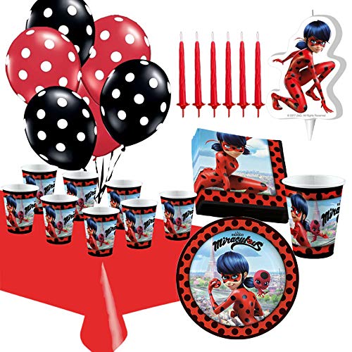 Kit de cumpleaños Ladybug Miraculous con vela y globos