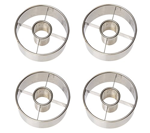 Ateco cortador de 3,5 "donuts de acero inoxidable, juego de 4