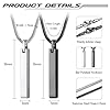 JeweBella 2PCS Mens Necklaces Stainless Steel Bar Pendant Necklace Cuboid Silver/Black Bar Pendant with Snake Chain 61CM Couples Necklace Set for Men Women Jewellery Gift #1