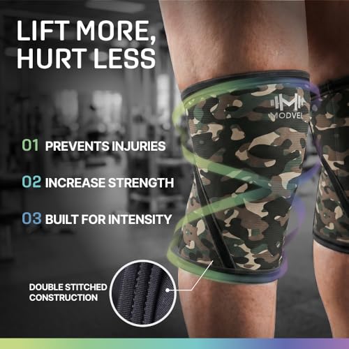 Image of Modvel Strength 7mm Knee Sleeves (Pair) for Weightlifting & Powerlifting (USPA, IPL Approved) | High-Performance Knee Compression Support For Squats, Weight Lifting - Men and Women