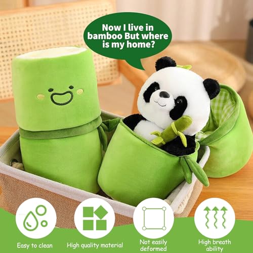 Bocguy Panda Kuscheltier Stofftier, 26cm PandaPlüsch-Plüschtier, Panda mit Sitzendem Bambus-Plüsch Versteckt für Jungen und Mädchen