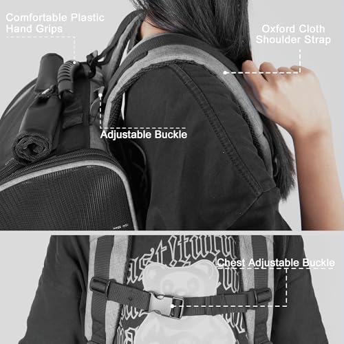 Cat-Backpack-Carrier-Breathable-Cat-Carrier-Large-Space-UP-32-lb-Large-Reflective-Pet-Carrier-Backpack-Ventilated-Mesh-Dog-Travel-Pet-Backpack-for-Hiking-Walking-Outdoor-Black Cat Backpack Carrier Breathable Cat Carrier Large Space UP 32 lb Large Reflective Pet Carrier Backpack Ventilated Mesh Dog Travel Pet Backpack for Hiking Walking Outdoor Black