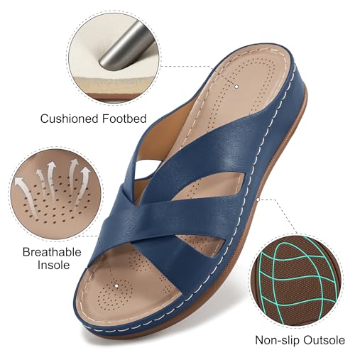 Image of Alicegana Womens Sandals Wedge Shoes: Dressy Summer Low Platform Slides Comfortable Walking Beach Sandals for Women 2026
