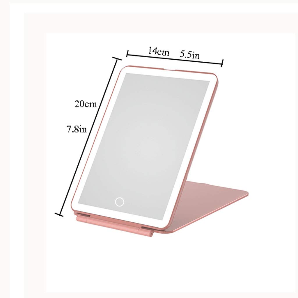 Specchio da Trucco Specchio da trucco a LED Pieghevole Portable Portable Ultra-sottile Specchio pieghevole con luce adatta for la signore Regalo Makeup Mirror (Rosa) Specchio Cosmetico