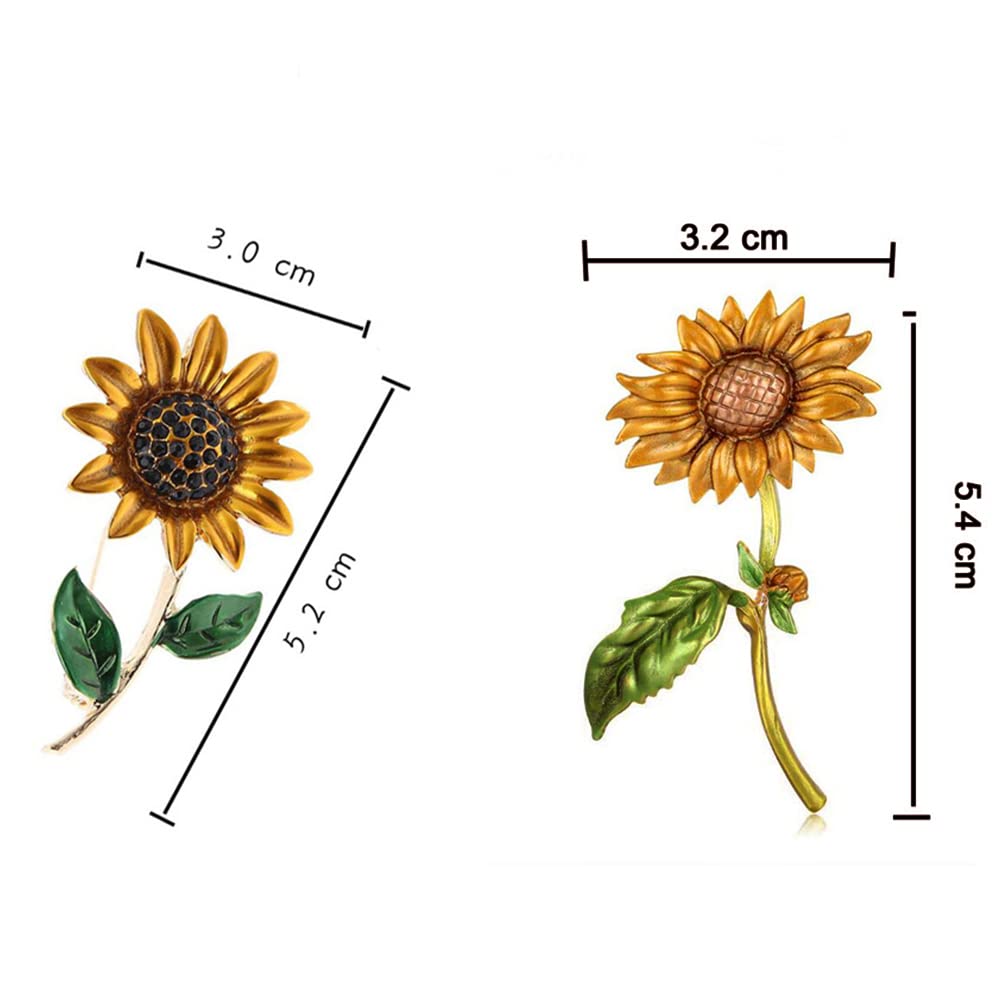 Strass-Sonnenblumen-Brosche, Emaille-Kristall, gelbe Blumen-Anstecknadeln, niedliche Pflanzen-Sonnenblumen-Anzug-Brosche für Frauen und Mädchen