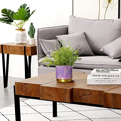 Yqslysf Ceramic Planter For Plants With Drainage Hole, 6.0 Inch+5.0 Inch Flower Pot, Rainbow Purple Glazed, Indoor-Outdoor Large Round Succulent Orchid Pots Set #TOP4