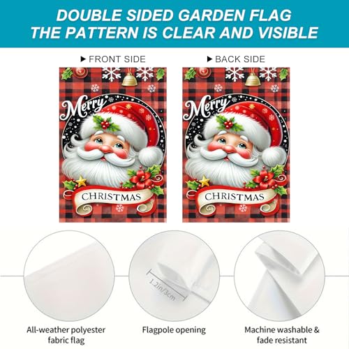 Image of BlissYard Christmas Santa Claus Garden Flag 12x18 Inch Polyester