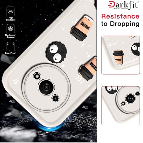 Image of Back Case Cover Compatible with Poco C61 | Cute Fun Cartoon Ball 3D Coffee Silicone Case | Body Protection | Camera Protection | Shock Proof | Color White | Pack of 1