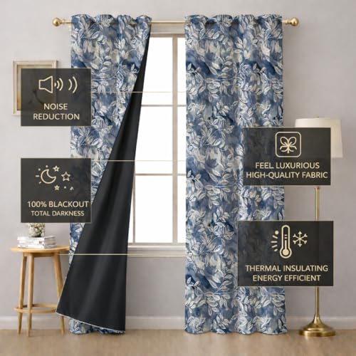 Image of STITCHNEST 'Whispering Gardens Series' Premium Heavy Polyester 100% Blackout Curtains 7 Feet Long Set of 2 | Door Curtain 7 Feet x 4 Feet | Perfect for Home Decor