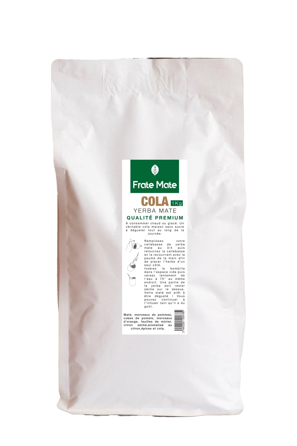 Yerba Maté Cola 1kg - Maté Énergisant Naturel Saveur Cola & Citron - Sans Amertume, Riche en Antioxydants - Alternative Saine au Soda - FRATÉ MATÉ